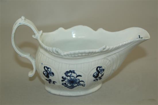 A Liverpool moulded cream boat, c.1768, 15.5cm